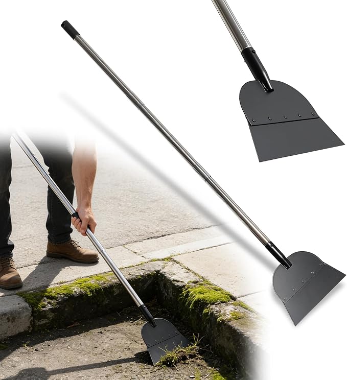 Floor Scraper Multifunctional Garden Shovel with 82” Adjustable Handle & Sharp Blade Heavy Duty All Steel Flat Shovel for Sidewalks Lawn Driveway Garden Weed Ice Dirt Moss Removal