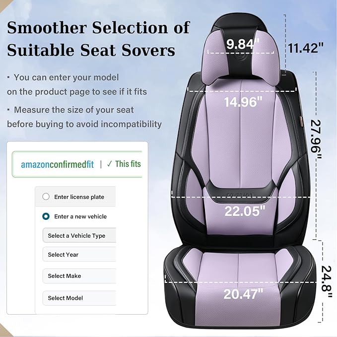 Coverado Universal Seat Covers Front, Universal Seat Covers for Cars, 2-Pack Waterproof Nappa Leather Car Seat Covers with He