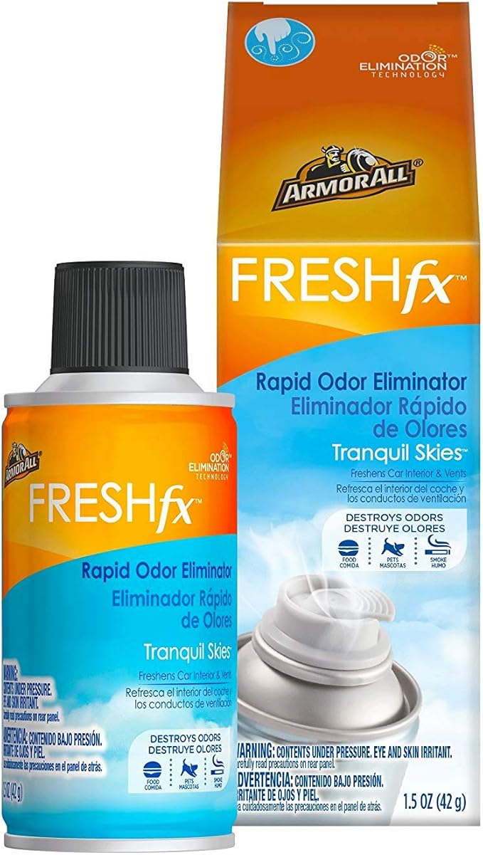 Armor All Fresh FX Car Odor Eliminator Spray, Car Air Freshener Spray, Tranquil Skies Scent, 1.5 Oz