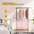 Double Clothing Rack, Clothes Rack for Hanging Clothes, Rolling Garment Rack with Adjustable Rod, Black