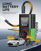 Tire Inflator Portable Air Compressor with Type-C Charging, Digital Pressure Gauge, LED Light, Smart Air Pump for Car, Motorcycle, Bike, Ball