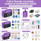 YAMIU Packing Cubes for Suitcases, 7 Pcs luggage organizer bags with Shoe Bag, 2 Waterproof Travel Toiletry Bags, Travel Cube
