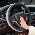 New Diamond Leather Steering Wheel Cover with Bling Bling Crystal Rhinestones, Universal Fit 15 Inch Car Wheel Protector for 