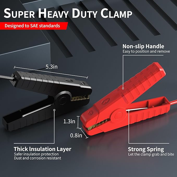 Battery Jump Starter Jumper Cable Clamps for Milwaukee M18 18V, 8AWG 6.3FT Auto Booster Cable for Jump Starting Car Cable Power Tool Line(Battery not Included)