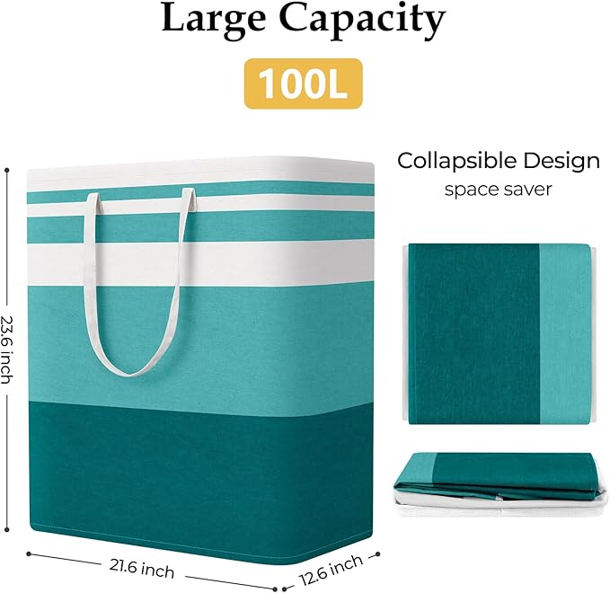 StorageRight Large Collapsible Laundry Basket Hamper with Easy Carry Handles，Freestanding Clothes Hampers for Laundry, Bedroo