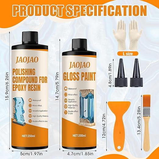 JAOJAO Resin Polishing Kit, Resin Polish Brilliant Gloss Long-Lasting Protection Mirror Effect Scratch Resistant Wear Resistant for Sanding and Polishing