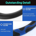 15 Inch Truck Steering Wheel Cover Leather Wheel Semi-Truck Comfy Grip Cover Anti Slip Car Accessory, Fits Rv, Big Rig and Classic Car (Blue, Classic Style)
