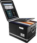 Fireproof Document Box,5200°F File Organizer Box with Lock,Foldable Filing Organizer Cabinet, Portable Safe Storage for Hangi