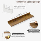 Axeman Picture Ledge Shelf | 24 Inch Brown Floating Shelves Set of 3 | Rustic Brown Wood Wall Shelves with Lip | 24" Picture 