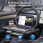 Steering Wheel Tray for Tesla Model 3 Y S X and Other Compact Cars, 2-in-1 Car Food Tray and Seat Gap Organizer, Compact Desk for Eating, Writing, Quick Work and Storage, Black
