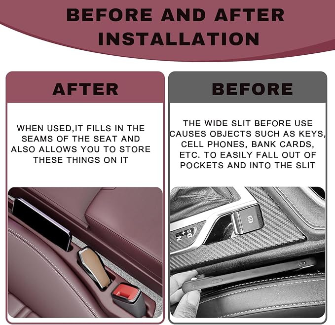 2PCS Car Seat Gap Filler Organizer, Multifunctional Car Gap Filler Organizer Storages Function for Storing Phones Keys Cards, Universal No Drop Seat Guard for Cars ﻿ (Red)
