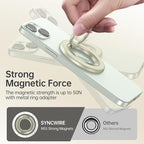 SYNCWIRE Magnetic Phone Ring Holder for MagSafe, 360° Rotation Cell Phone Grip Stand Finger Ring Kickstand Two-Sided Magnet Compatible with iPhone 17 Pro Max 16 15 14 13 12 MagSafe Accessories