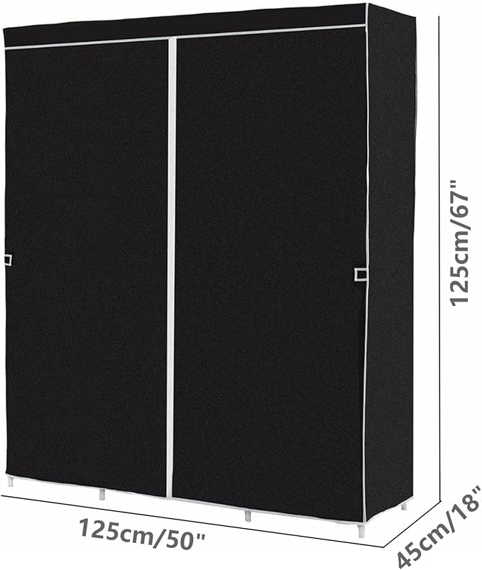Clothes Organizer 3 Hanging Rod Shelf Portable Closet with Cover Clothes Rack Standing Closet Clothes Storage Wardrobe Garmen