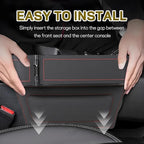 Car Seat Gap Filler Organizer, Multifunctional Car Seat Organizer with Adjustable Cup Holder, Leather Car Seat Gap Storage Box for Holding Phones, Coins, Cards, Keys, Pens (Black)