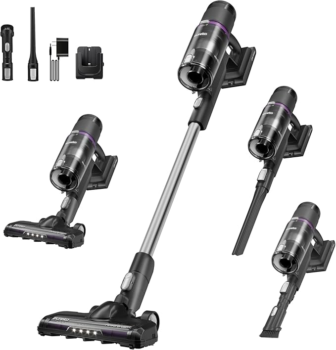 EurekaCordless Vacuum - 50 Min Runtime for Large Homes, 5.5 lbs Lightweight, Ideal for Pet Hair & Allergies on Hardwood & Car