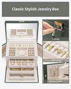 Vlando Jewelry Box for Girls, 4-Tier Jewelry Organizer with Lock, Mirror Jewelry Box for Earring, Ring, Necklace and Bracelet