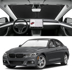 Custom Fit Windshield Sun Shade for BMW 3-Series 2013-2018, Blocks UV & Heat, Front Window Sunshade Accessories, Easy Fold & Store Keep Your Car Cooler