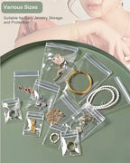 4 In 1 Acrylic Jewelry Organizers and Storage with 60 Portable Anti Tarnish Jewelry Bags, Clear Jewelry Box Organizer, Travel
