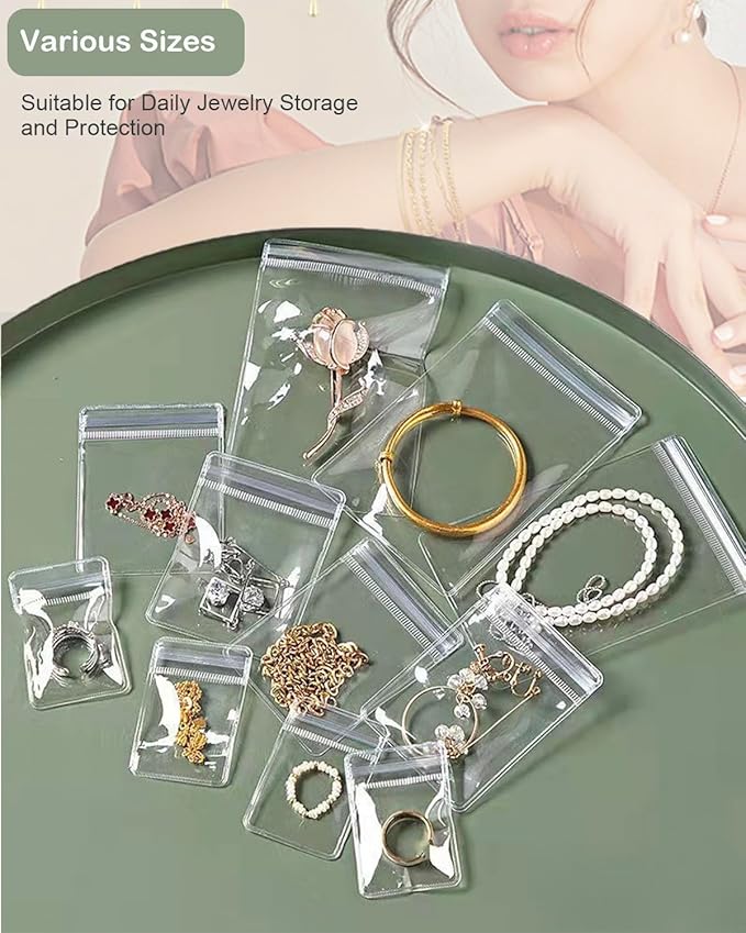 4 In 1 Acrylic Jewelry Organizers and Storage with 60 Portable Anti Tarnish Jewelry Bags, Clear Jewelry Box Organizer, Travel