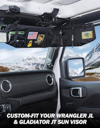 JOYTUTUS Sun Visor Organizer Compatible with 2018-2026 Wrangler JL & Gladiator JT Passenger's Side, Front Tactical Visor Storage Cover Molle Webbing Visor Storage Holder Pouch, Multi-Pocket Net Zipper