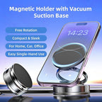 2026 Upgraded Magnetic Car Phone Holder for Magsafe: 360° Rotatable Adjustable Vacuum Car Phone Mount with 180+LBS Suction & 3800gf Magnet, Universal for Car/Gym/Mirror, Fits iPhone & Android