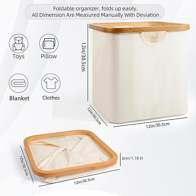 Cube Storage Bin 12 Inch -2 Pack,Collapsible Cube Storage Organizer with Handles,Fabric Storage Bins for Cubes Storages,Squar