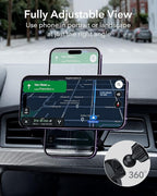 ESR for MagSafe Car Mount, Magnetic Phone Holder for Car Air Vent, Car Phone Holder Mount for iPhone 17e/17/16/16e/15/14/13/12/Samsung, All Smartphones(2 Metal Rings Included),Charging Not Supported