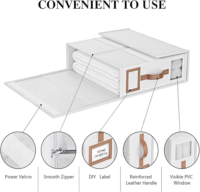 8 Pack Bed Sheets Organizers And Storage,Sheets Set Folder Keeper with Handle,Foldable Bedding Storage Box For Linen Closet,D