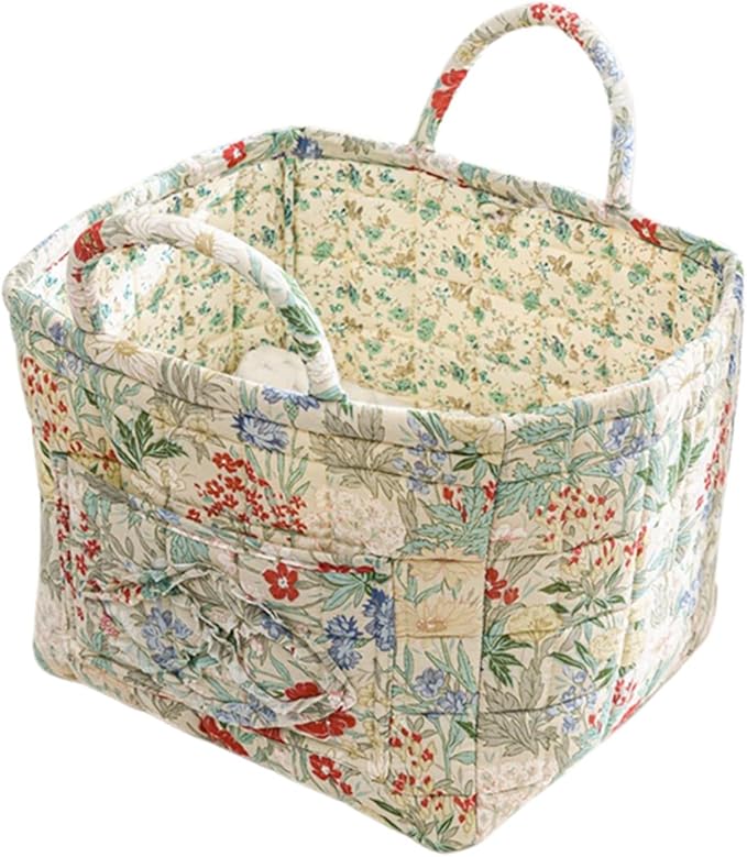 Boho Fabric Storage Basket, Large Capacity Laundry Basket, 12.2'' x 10.23'' x 10.23'' Collapsible Laundry Hamper with Easy Ca