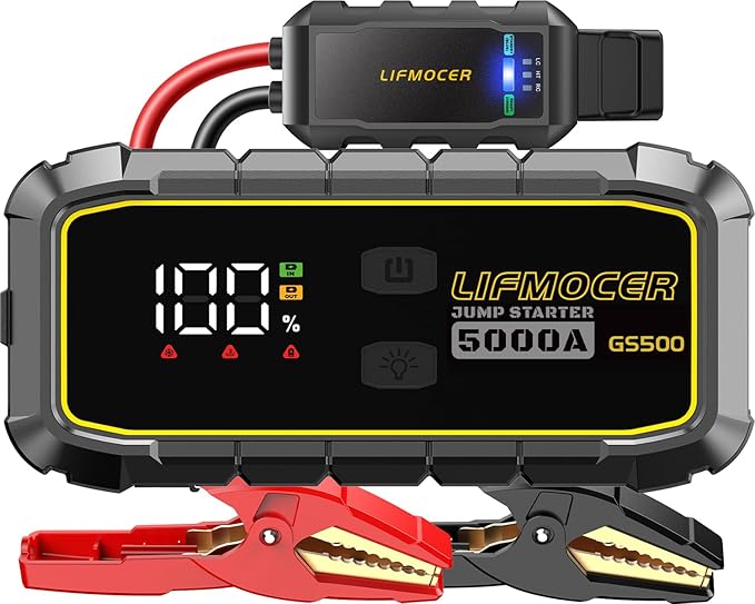 5000A Car Jump Starter-GS500 Car Battery Jump Starter for Up to ALL Gas and 10.0L Diesel Engines, 12V Portable Jump Box with