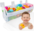 Comfylife Large Bath Toy Organizer – 3 Compartment Bath Toy Holder for Bathtub & Shower – Quick-Dry Mesh with 4 Strong Adhesi