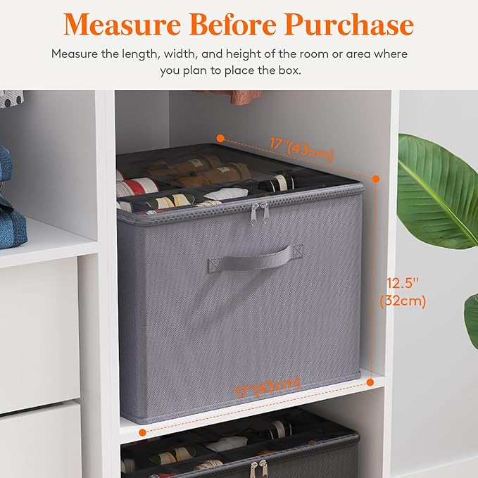 Lifewit Shoe Storage Organizer for Closet, Fabric Large Shoe Box Storage Containers with Clear Cover, Foldable Bins for Boots