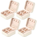Neveika Portable Travel Mini Jewelry Box Leather Jewellery Ring Organizer Case Storage Gift Box Girls Women (4pcs White).