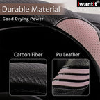 Iwantit® Steering Wheel Covers with Carbon Fiber, Universal Fit 14.5-15 inches for Cars,SUV (Romantic Pink)