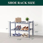Smiry Bamboo Shoe Rack for Closet, 2 Tier Small Wooden Stackable Shoe Organizer, Free Standing Shoes Storage Shelf for Entryw