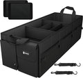 Sposuit Extra Large Trunk Organizer 98L Collapsible Car Storage Trunk Organizer with Removable Dividers & Adjustable Securing