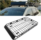 ECOTRIC 59" x 39" x 5.1" Universal Adjustable Roof Rack Cargo Carrier Basket with Extension Heavy Duty Steel Car SUV Top Luggage Storage Holder Basket for Travel 250LBS Weight Capacity