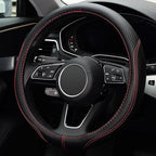 LABBYWAY Microfiber Leather Auto Car Steering Wheel Cover, Universal Fit 15 Inch Anti-Slip Wheel Protector, Black