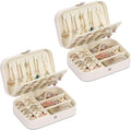 Travel Jewelry Box, PU leather Small Jewelry Organizer For Female Girls, double layer portable mini travel case for storing e