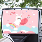 Car Sun Shade for Baby - EOHMAK Car Side Window Sun Shade Cover Upgrade Double Opening Car Interior Curtain Sun Blocker Blind (Pink Rabbit, 1 Pack)
