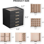 Frebeauty Clear Lid Jewelry Box,5-Layer Jewelry Organizer with Drawer,PU Leather Jewelry Organizers and Storage,Jewelry Boxes
