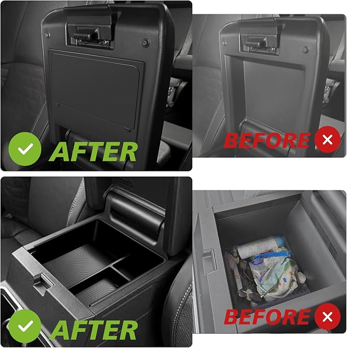 Muslogy Center Console Organizer & Hidden Storage Box Compatible with 2025 2026 Toyota 4Runner Accessories Armrest Privacy Console Divider Storage Box Card Slot Tray Divider Organizer ABS Material