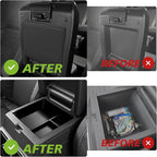 Muslogy Center Console Organizer & Hidden Storage Box Compatible with 2025 2026 Toyota 4Runner Accessories Armrest Privacy Console Divider Storage Box Card Slot Tray Divider Organizer ABS Material