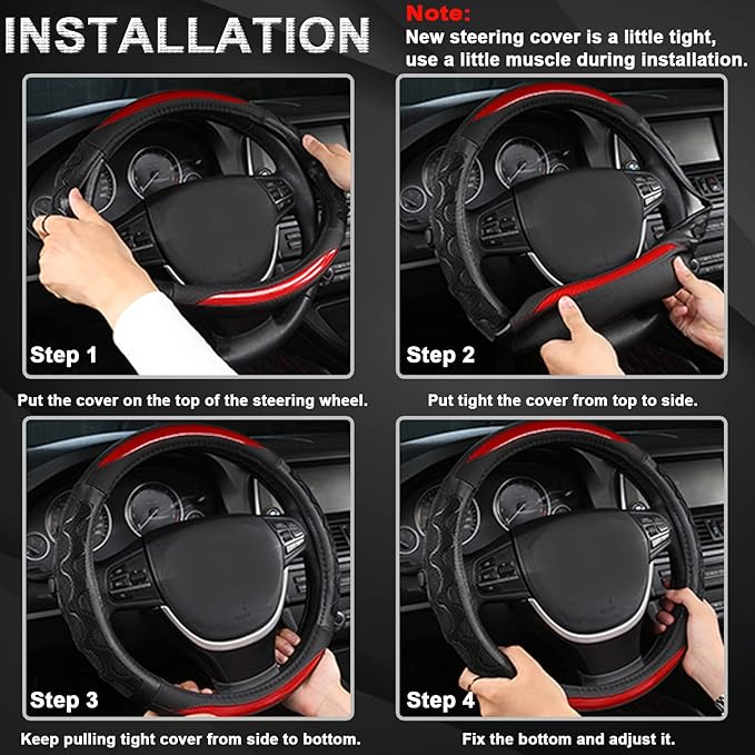 GIANT PANDA Steering Wheel Cover for Subaru Forester, Car Steering Wheel Cover for Subaru Outback and Crosstrek - Black