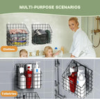 2 Pack Bath Toy Storage Organizer Basket, Large Metal Bathtub Toy Holder, Wall Mounted Hanging Shower Basket, Bath Toy Organi