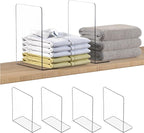 OKPOW Shelf Dividers Closet Organizer - 12" Tall X 9" Deep Acrylic Clear Sturdy Separate for Clothes Purse - Adjustable Space