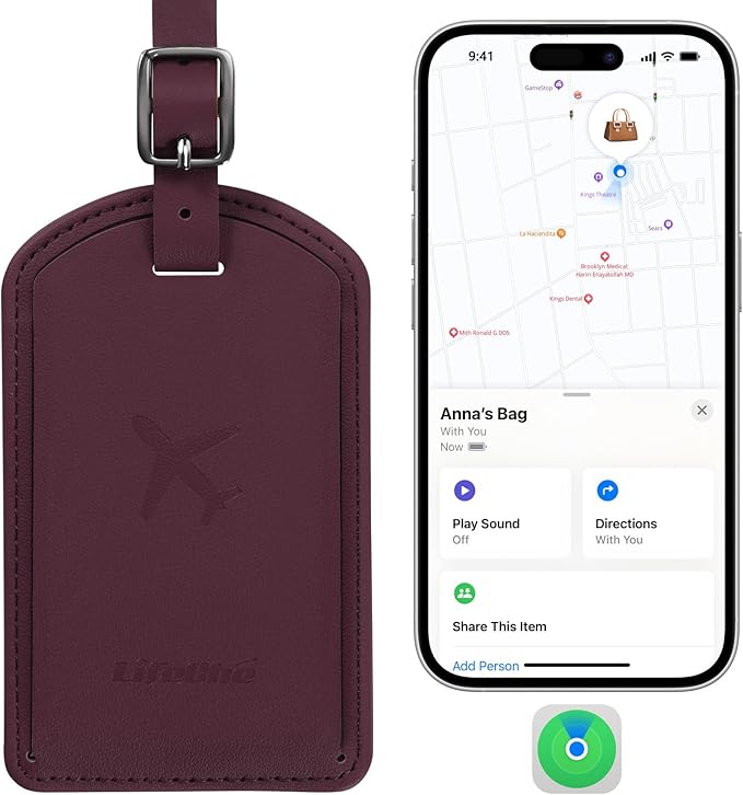 Luggage Tags Built-in Anti-Loss Tracker, Luxury Leather Luggage Tags for Suitcase, Travel Bags, Backpacks, Travel Organizer f