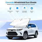 Windshield Sun Shade for 2024-2025 2026 Toyota Grand Highlander Accessories Upgraded Double-Layer Front Window Sunshade Cover Sun Visor Protector Foldable Block UV Rays Keep Vehicle Cool
