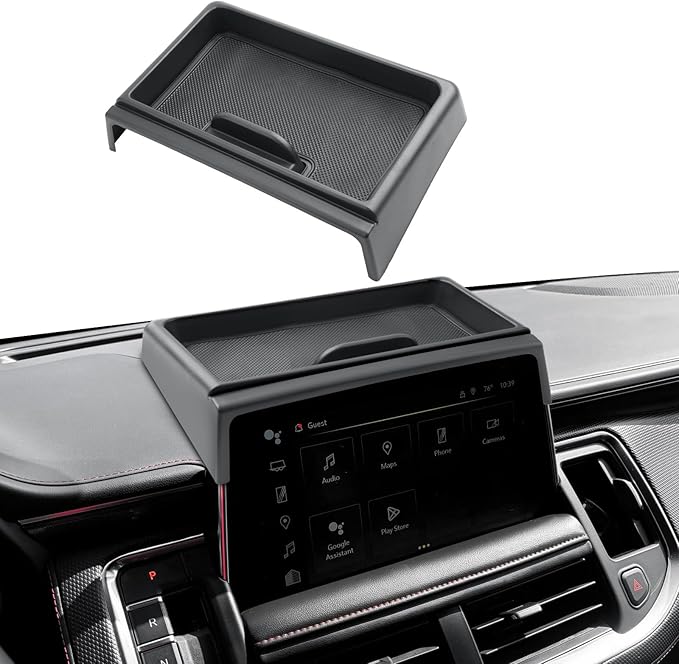 ECOZEN 2021-2024 Chvey Tahoe/Suburban & GMC Yukon Dash Console Organizer Tray - Behind Screen Organizer For 2021-2024 Tahoe/Suburban/Yukon Accessories Dashboard Storage Box Behind Screen