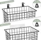 Wall Hanging Baskets 3 Pack, Diversified Wire Basket Shelves of Wooden Style, with Wall Mounted Hooks & Traceless Stickers, f